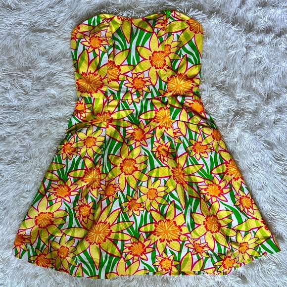 Lilly Pulitzer Strapless Blossom Dress Size 0 |Floral Fit & Flare | Summer Party - Picture 2 of 16